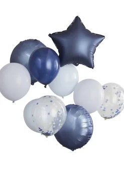 Ballonger mixade i blått – 10 st
