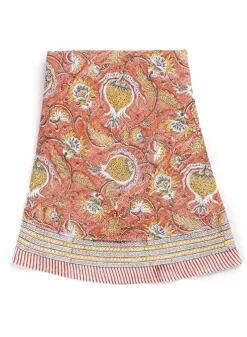 Bordsduk i Linne Rund – Pomegranate Orange Ø 220 cm – Chamois