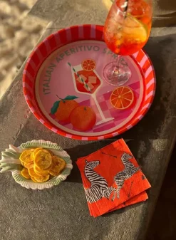 Cocktailservett 25×25 cm – Zebras Orange – Caspari