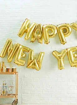 Folieballong Happy new year – Guld