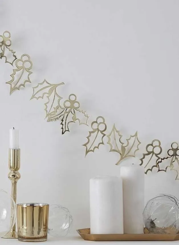 Girlang jul Mistel – Holly Guld – 2 meter