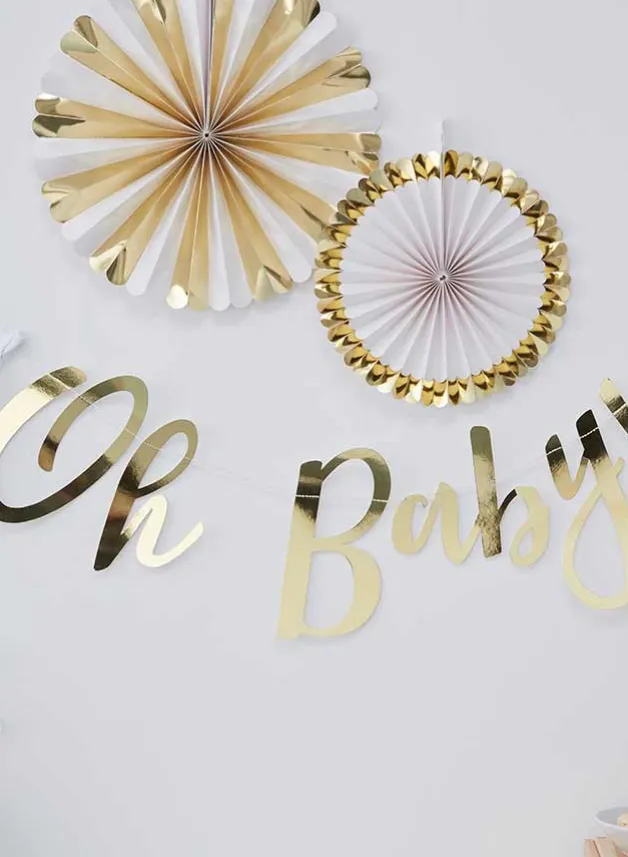 Gold foiled Oh baby bunting