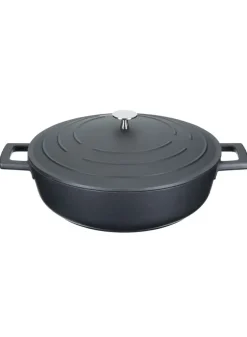 Gryta 28 cm – 4 L Gjuten Aluminium Svart Låg – Masterclass