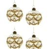 Julgransdekoration Glaskula med guldglitter – Set om 4 stycken