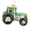 Julgransdekoration GRÖN Traktor – Julgranskula i glas 9×7 cm