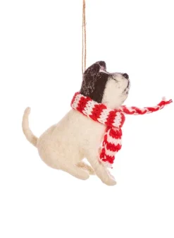 Julgransdekoration i ull Sittande Bulldog med halsduk – S&B