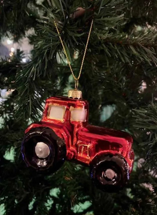Julgransdekoration RÖD Traktor Julgranskula 7×9 cm