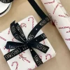Julklappsband, presentband i SVART med guldtext Merry Christmas 15 mm – 5 meter