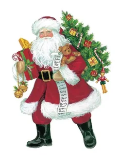 Julklappsetiketter 4 st – Classic Santa – Caspari