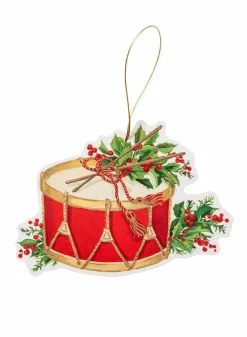Julklappsetiketter 4 stycken – 15 cm – Trumma med mistel – Caspari