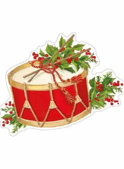 Julklappsetiketter 4 stycken – 15 cm – Trumma med mistel – Caspari
