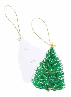 Julklappsetiketter 4 stycken – Christmas Tree with Lights Gift Hang Tags – Caspari