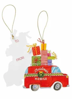 Julklappsetiketter 4 stycken – 15 cm – Christmas Mobile Gift Hang Tags – Caspari