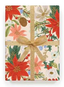 Julpapper – Julstjärna 3 ark Poinsettia – Rifle Paper