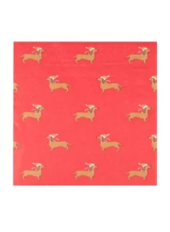 Julservett Röd med Taxar 16 st – 34 x 34 cm – Ginger Ray