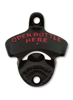 Kapsylöppnare vägg – Open Bottle Here – Svart med röd text – STARR