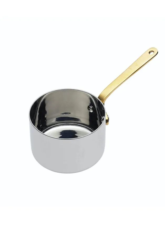 Kastrull Mini – Rostfritt stål med handtag mässing – D 6,5 cm