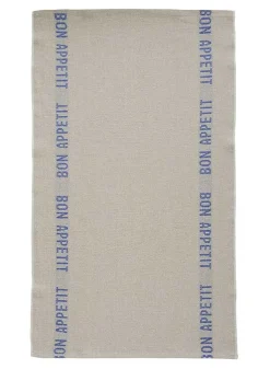 Kökshandduk i Linne Bon Appetit, Beige/blå 45×77 cm