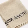 Linneservett – bon appetit beige/svart – 45 x 35 cm