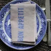 Linneservett – Bon Appetit beige/blå – 45 x 35 cm