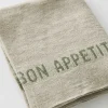 Linneservett – bon appetit Beige/grön – 45 x 35 cm