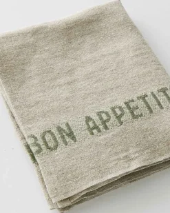 Linneservett – bon appetit Beige/grön – 45 x 35 cm