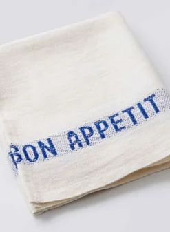 Linneservett Bon Appetit Vit/blå – 45 x 35 cm