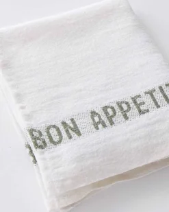 Linneservett – bon appetit vit/grön – 45 x 35 cm