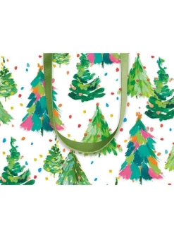 Liten Presentpåse – Julgranar och prickar – Caspari – 17.75 x 7.5 x 13.5 cm