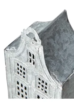 Ljuslykta Hus Fenix Grå/vit L8, B6, H18 cm – Affari