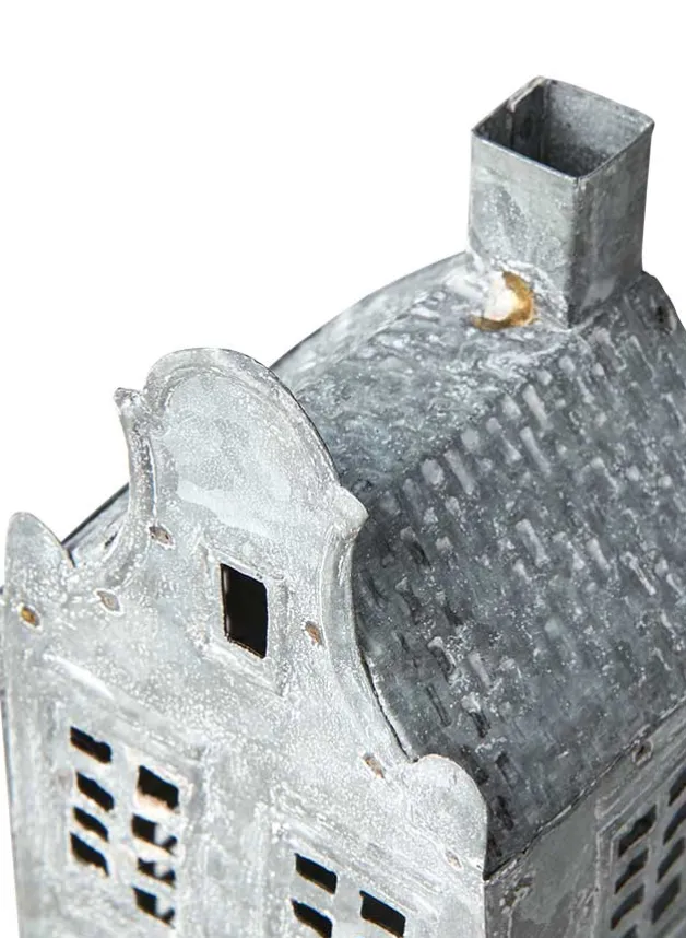 Ljuslykta Hus Fenix Grå/vit L6, B5, H18 cm – Affari