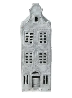 Ljuslykta Hus Fenix Grå/vit L6, B5, H18 cm – Affari