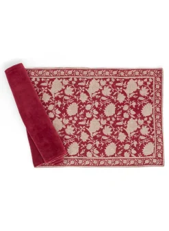 Löpare i Linne RÖD JULDUK – Indian Rose – 45 x 150 cm – Chamois
