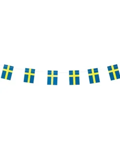Minigirlang Svenska Flaggan i papper 4×6 cm, 1,5 m