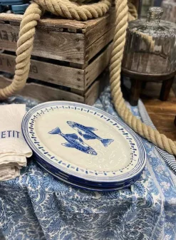 Ovalt Serveringsfat med Fiskar 38×26 cm