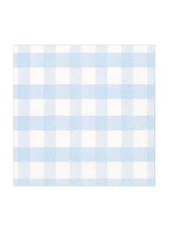 Pappersservett 33 x 33 cm – Babyblå Gingham – Caspari