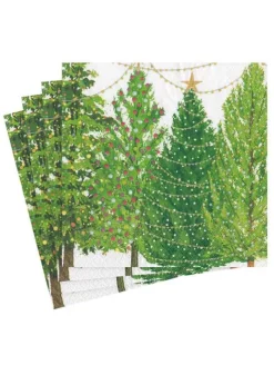 Pappersservett 33 x 33 cm – Julgranar med belysning – Caspari