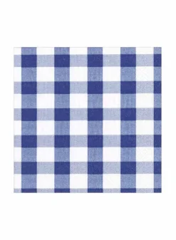 Pappersservett 33 x 33 cm – Marinblå Gingham – Caspari