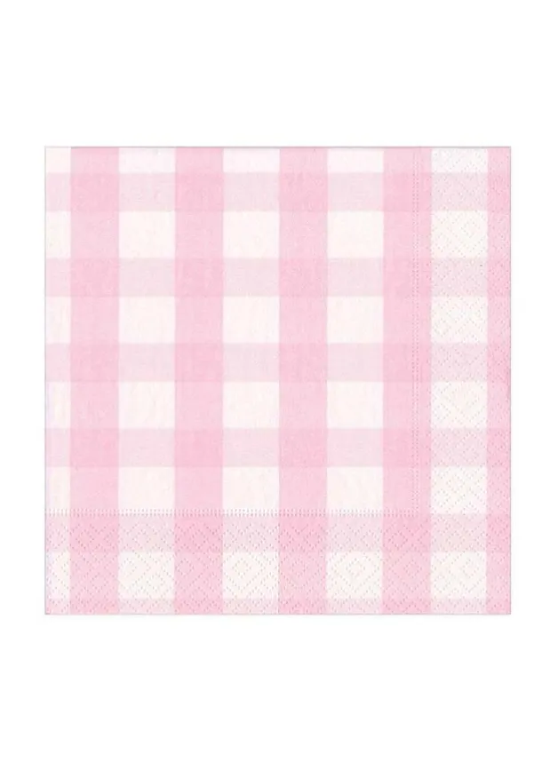 Pappersservett 33 x 33 cm – Rosa Gingham – Caspari