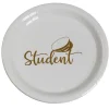 Papperstallrikar Student vit med guldtext 23 cm – 8 st