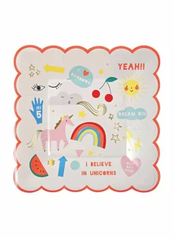 Papperstallrik enhörning/regnbåge Unicorns 18×18 cm – Meri Meri