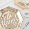 Papperstallrik Oh baby guld
