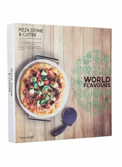 Pizzasten med pizzaskärare och ställning – Gift set
