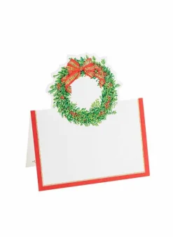 Placeringskort med julkrans 9×9 cm – Caspari