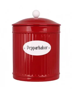 Plåtburk Julburk – Pepparkakor Röd Ø 14,5 x H 20 cm