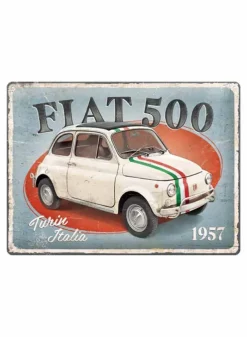 Plåtskylt Fiat 500 Turin Italia 30×40 cm – Nostalgic Art