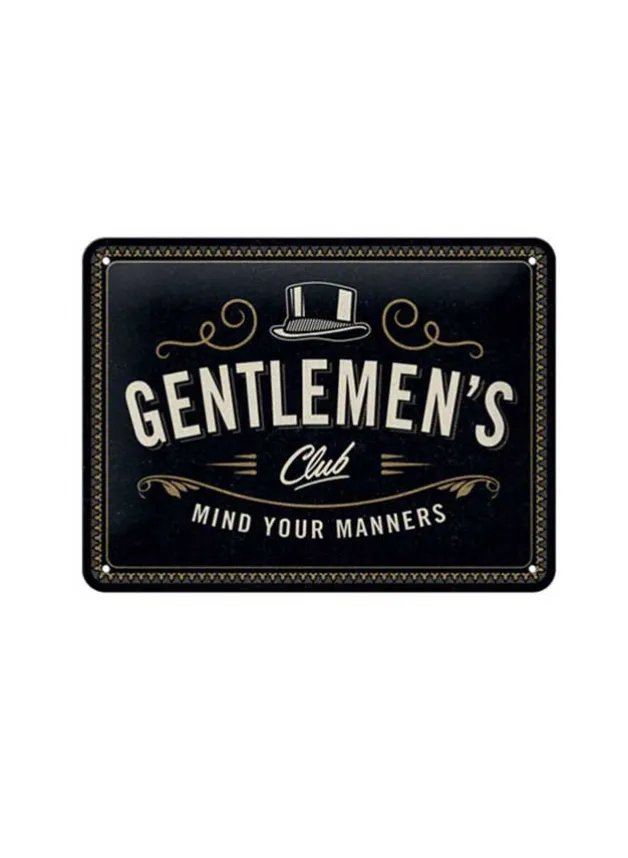 Plåtskylt Gentlemen’s Club 15×20 cm – Nostalgic Art