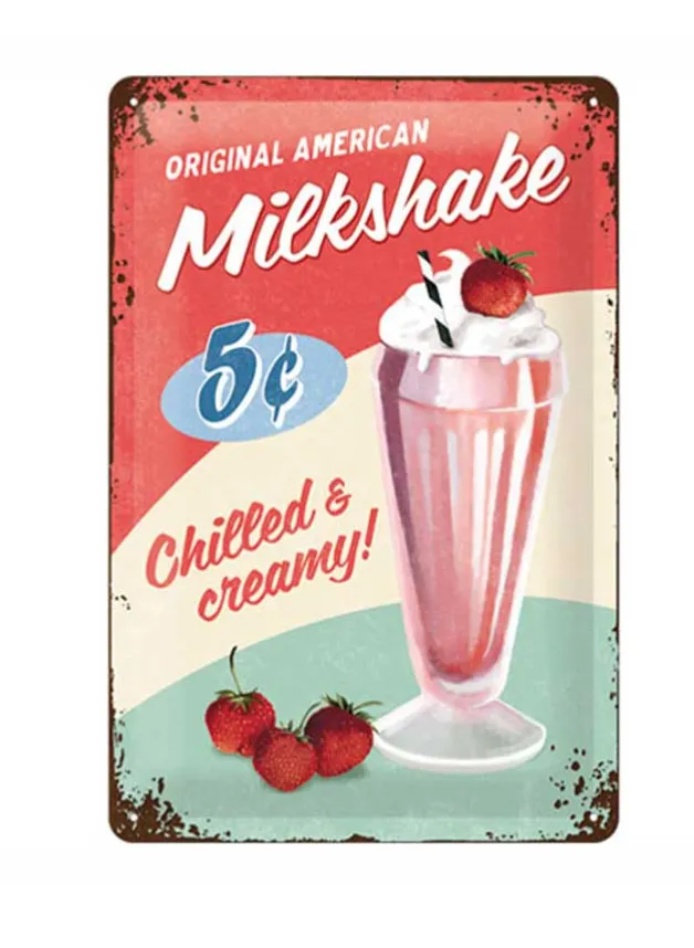 Plåtskylt ”Milkshake” 20 x 30 cm – Nostalgic Art