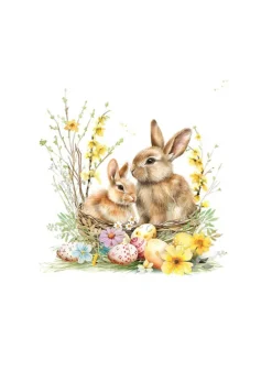 Påskservett i papper – Bunnies in Basket