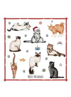 Servetter Merry Meowmas – Katter 33×33 cm
